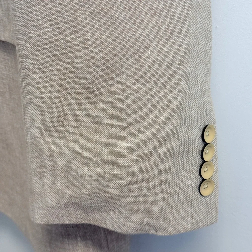Oak Hill Mens 3XLT 54L/56L Beige Linen Blend Two Button Blazer Sport Coat